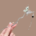 Chinese Ancient Pearl Butterfly Tassel Hairpin Chopstick Hair Stick for Women Vintage Hanfu Crystal Charm Hairpin Hair Wear
