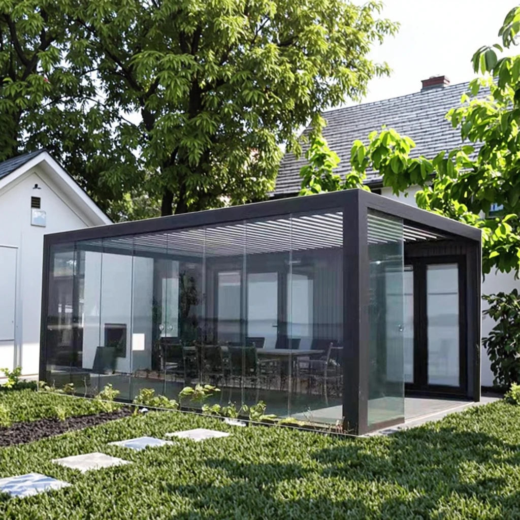 Aluminum Louvered Pergola with Flip Blades Corrosion-Resistant & Fast Delivery for Outdoor Use