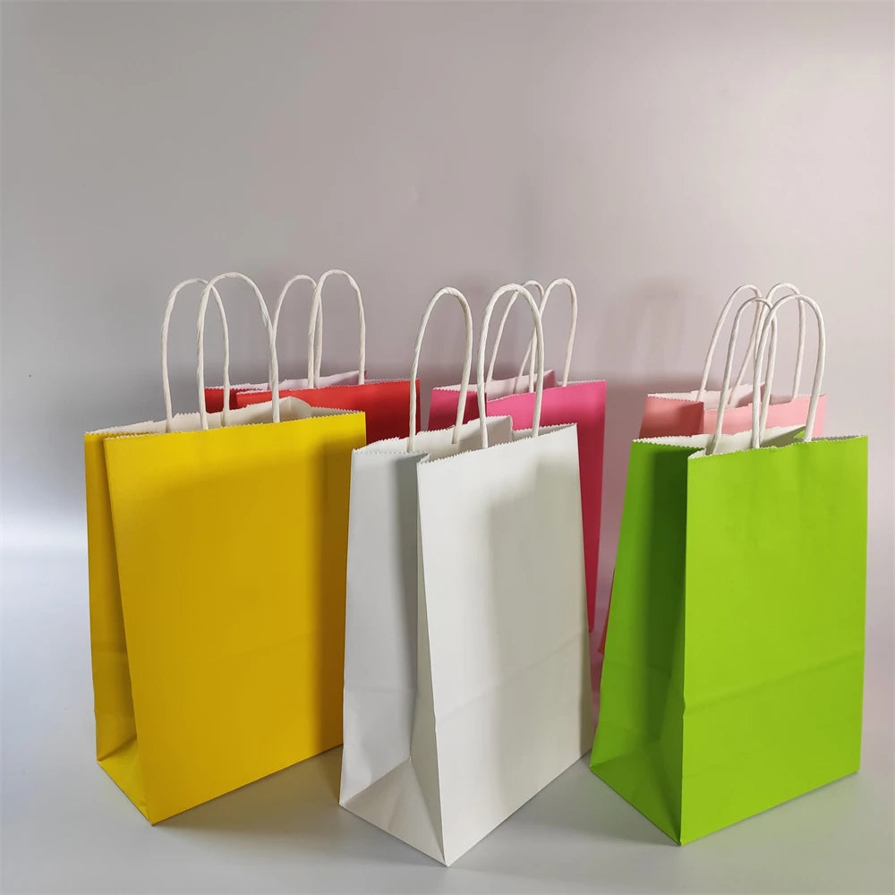 KUAIMA 15*8*21cm Rainbow Goodie Bags Small Gift Bags with Handle for Party Favor Bags