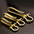 Belt U Hook Brass Keychain Fob Clip Retro Vintage Key Ring Wallet Chain Hook with Bow Shackle Fish Hook 3 Sizes Available