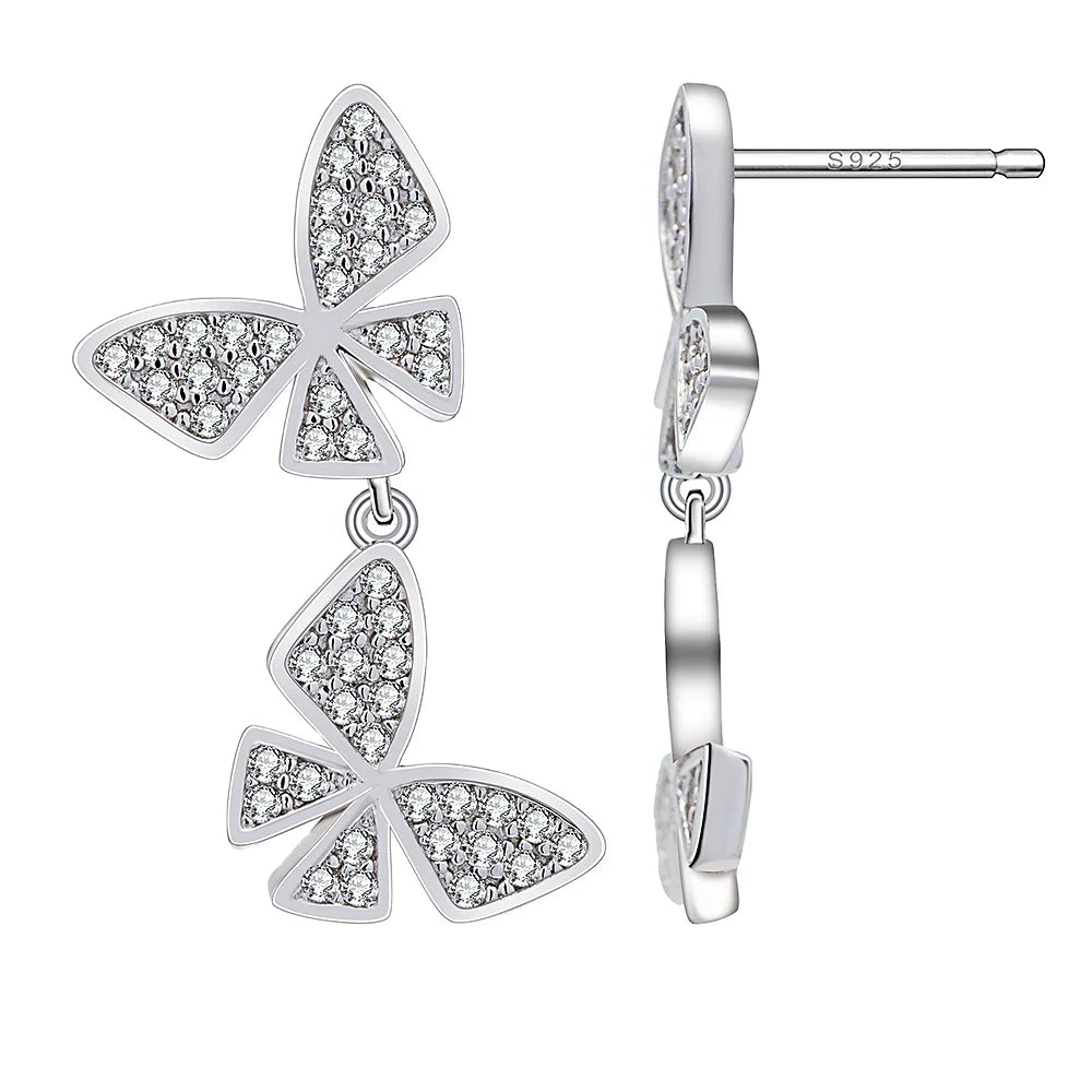 925 Sterling Silver Butterfly Luxury Statement Earrings Silver 925 Earring for Women Fine Jewlery Wholesale