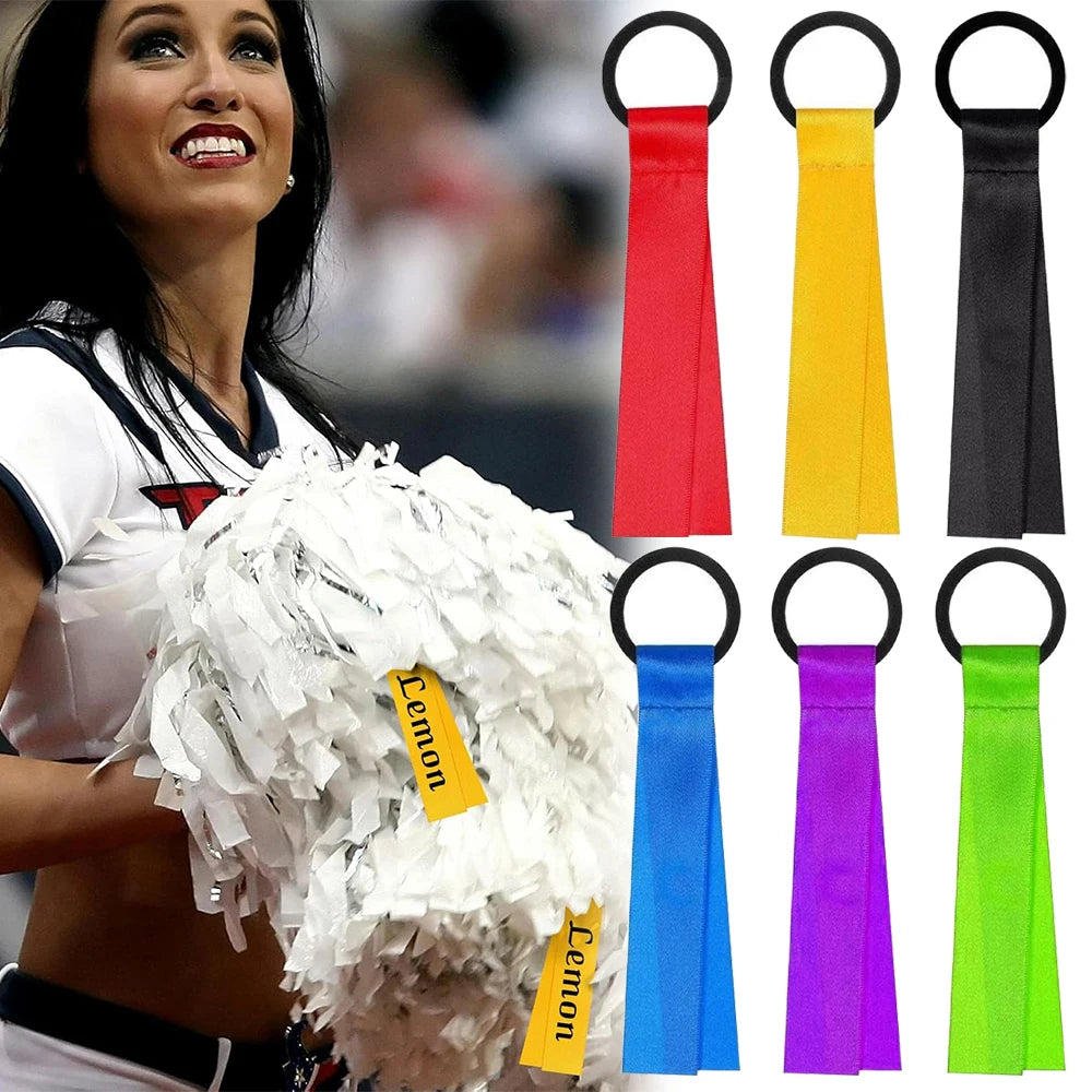 48 PCS DIY Cheerleader Pom Poms Name Tags Ribbon Personalized Travel Suitcases Name Labels for Events Backpack Keychains
