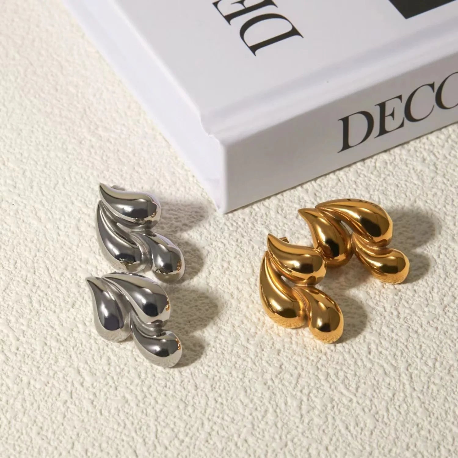 Meetyoo Fahion Geometric 18K Gold Plated Stainless Steel Water Drop Earring Waterproof Irregular Stud Earring for Women