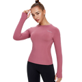 Women's Yoga Sport Wear Fitness Long Sleeve T-Shirt Seamless Breathable Lightweight Four-Way Stretch Quick Dry Eco-Friendly