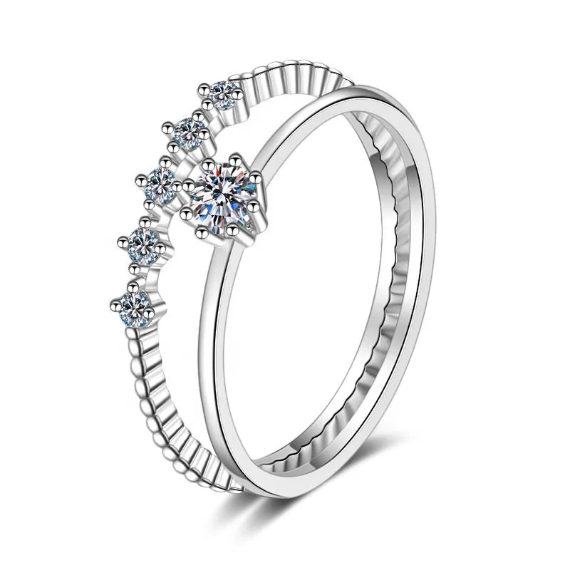 Romantic Pair Ring Set S925 Sterling Silver Moissanite Eternity Ring Engagement Diamond Moissanite Ring