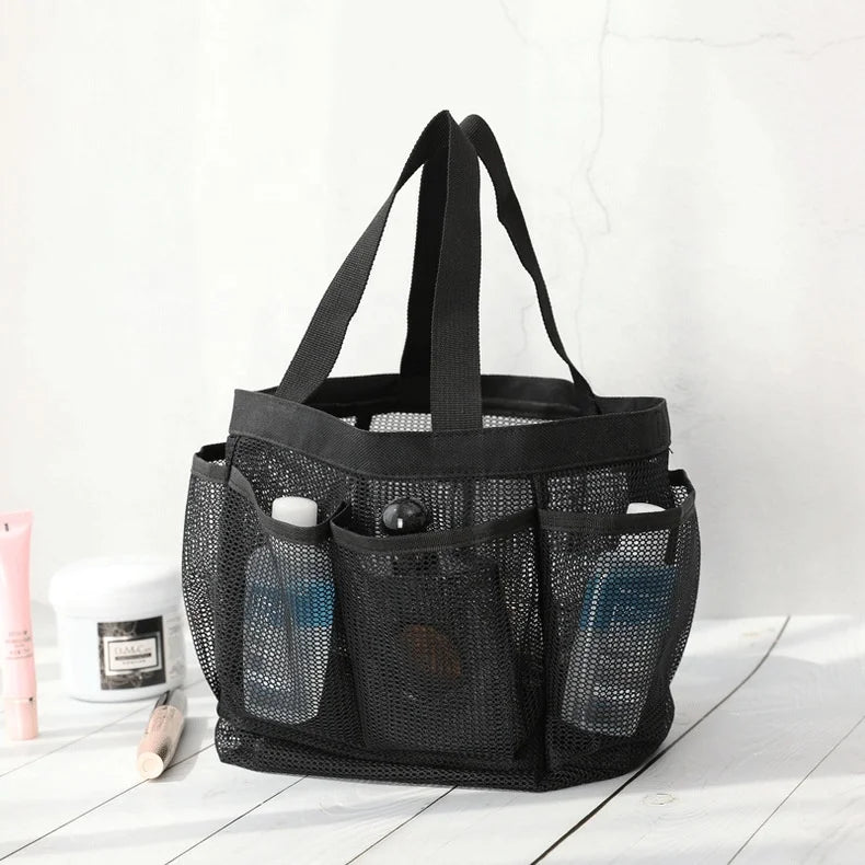 2024 Men/Women's Fashion Tote Travel Toiletry Bag Wholesale Clear Transparent Mesh Storage Bag Small Hanging Open Polyester