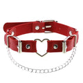 Punk Leather Heart Choker Metal Double O Ring Collar Bondage Necklace