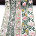 Wholesale Floral Embroidered Vintage Ethnic Style Tulle Lace Craft Trimming Border Colorful Mesh Embroidery Lace Trim