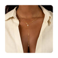 Stainless Steel Joyeria De Acero Inoxidable Fashion Jewelry Delicate Y Choker Accessories Femme Gold Lariat Pearl Drop Necklace