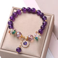 Wholesale Amethyst Beaded Bracelet Micro-set Zirconia Crystal Flower String Beaded Bracelet Exquisite Jewelry Gift for Girls