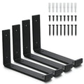 RHETECH L Shelf Bracket Heavy Duty DIY Open Shelving Hardware Rustic Iron Metal Scaffold Black Wall Floating Shelf Brackets