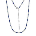 RINNTIN SC49 Handmade 925 Sterling Silver Choker Tennis Necklace with White & Blue Cubic Zircon Colar Cadena Chain for Women