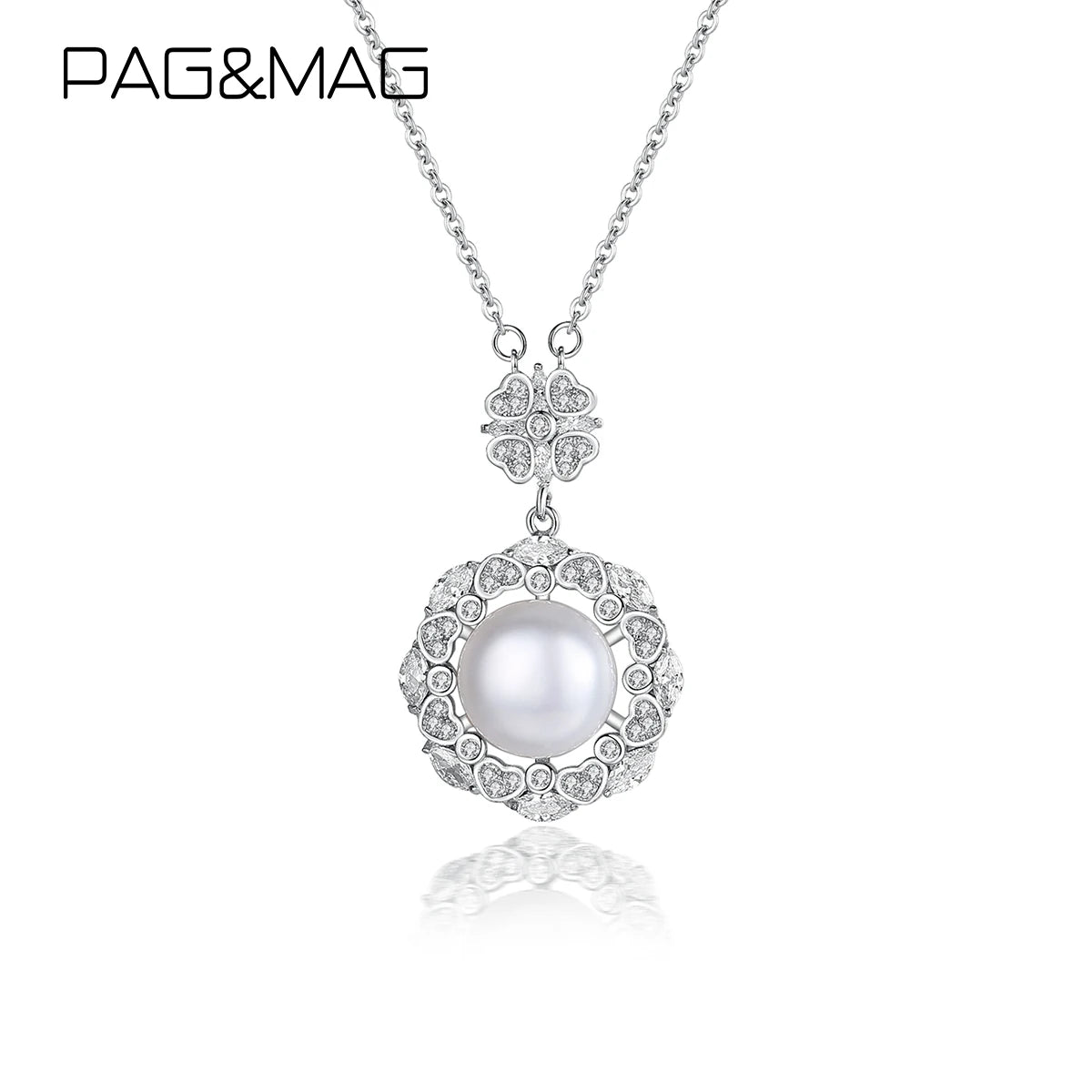 PAG&MAG Charm Luxury Pendant Jewelry Lady Woman 2023 Trending Zircon Flower Shape Fresh Water Pearl Necklace