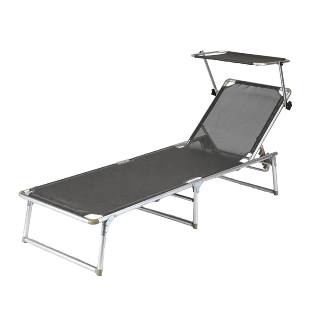 Modern Outdoor Leisure Aluminum Foldable Beach Bed Sun Lounge for Pool Side Garden Patio Reclining Folding Design