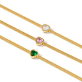 Ins Gold Plated Heart Stainless Steel Snake Chain  Cubic Zirconia Love Heart Herringbone Chain