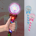 Wholesale Light up Led Spinning Candy Wand Light Stick Toy Kids Led Glow Spinner Stick Flashing Light Led Glow Lollipop Wand