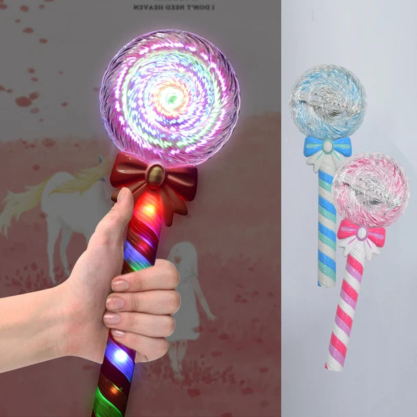 Wholesale Light up Led Spinning Candy Wand Light Stick Toy Kids Led Glow Spinner Stick Flashing Light Led Glow Lollipop Wand