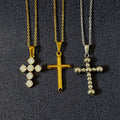 Religious Cz Tennis Cross Necklace Men Pendant Stainless Steel Catholic Christian Jewelry Beads Cross Pendant Praying Necklace