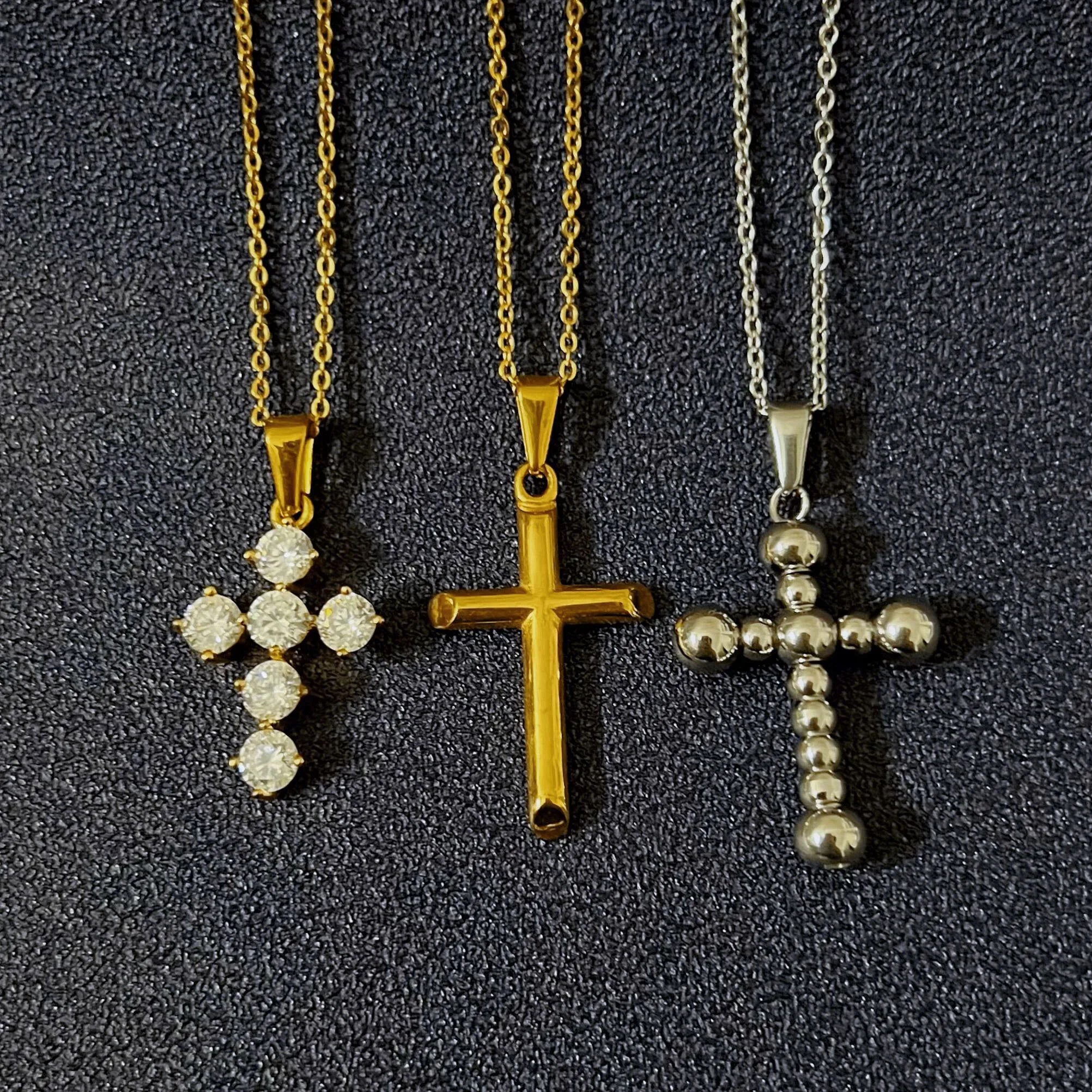 Religious Cz Tennis Cross Necklace Men Pendant Stainless Steel Catholic Christian Jewelry Beads Cross Pendant Praying Necklace