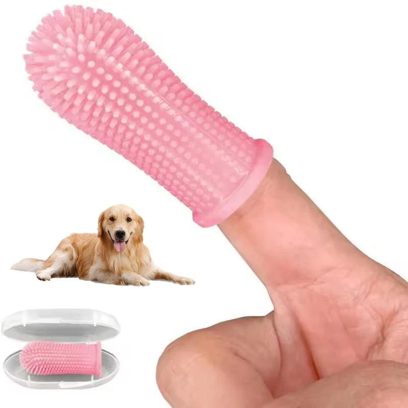 Silicone Finger Protect Gums 360 Degrees Surround Tooth Brush Soft Dog Finger Brush Toothbrush for PET Pet Waste Disposal Cats