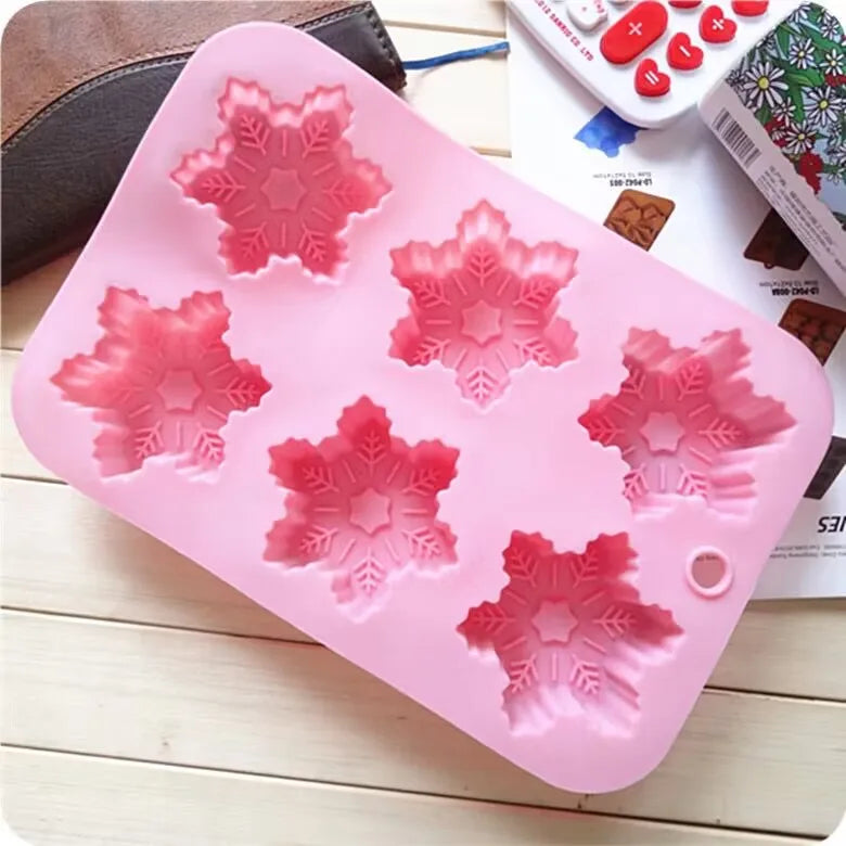 Star Snowflake Round Snowflake Cake Mould Handmade Soap Candle Silicone Mold
