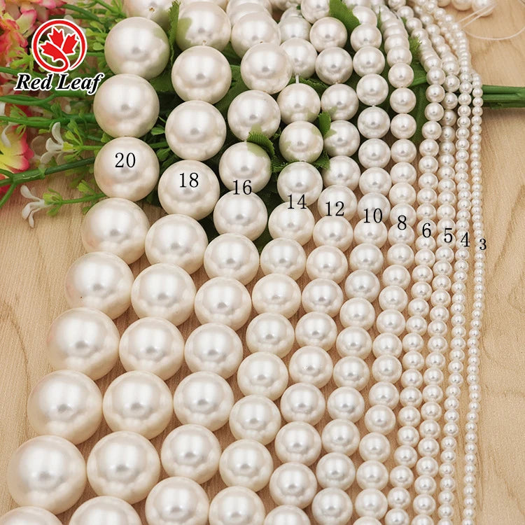 Redleaf Loose Pearls 3/4/6/8/10mm White Natural Shell Beads for DIY Jewelry Making Bracelets & Necklaces with Shell Pearl