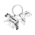 New Stylish Engraved Mamabear Stainless Steel Keychain Pendant Custom Creative Gift Animal Metal Bear Key Chain in Bulk