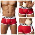 JOCKMAL Men's Breathable Knitted Cotton Spandex U-Pad Convex Padded Boxer Briefs Crotch Hip Push-Up Cup Enhancement Sexy