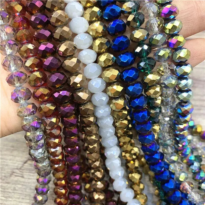 Wholesale Colorful Transparent Crystal Rondelle Glass Faceted Beads Jewelry Accessories