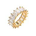 R019 Square Zircon Ring Brass Gold Silver Color Cubic Zircon Iced Cuban RING Fashion Hip Hop Jewelry