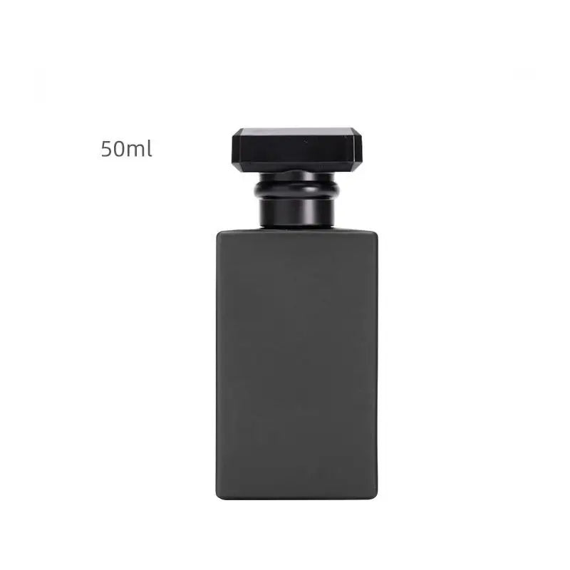 Empty Thick Matte Black Rectangle 30ml 50ml 100ml Crimp Perfume Glass Bottles  Parfum Bottle