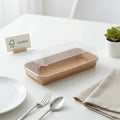 Eco-Kraft Compostable Sashimi Tray Lucency PET Anti-Fog Lid Recyclable Paper Take-Away for Japanese Restaurant Embossed