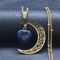 Hot Sale Women's Silver Color Stainless Steel Collar Necklace with Moon Crystal Stone Gold Plated Witchcraft Jewelry