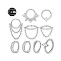 Gaby Titanium Hoop Fashion Jewelry Crystal Gem Stone Jewelry Chain Costume Jewelry F136 Jewellery for Women Clear Nose Ring Hoop