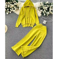 Women's Autumn Winter Loose Twist Knit Hooded Pants Fashion Casual Sports Set