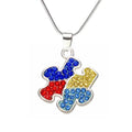 Manufacturer Enamel Jigsaw Puzzle Pieces Charm Autism Speaks Awareness Necklace Jewelry Rhinestone Pendant Necklaces