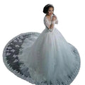 2024 Guangzhou Auyan Indian Wedding Dress for Adults White Long Fishtail Waist Shoulder Lace Fabric Crystal Flower Plus Size