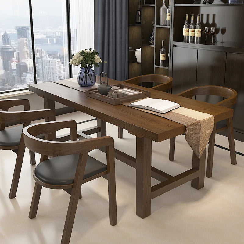American Retro Nordic Simple Dining Table Chair Set All Solid Natural Wood Modern Design Home Desk Long Table Chinese Style