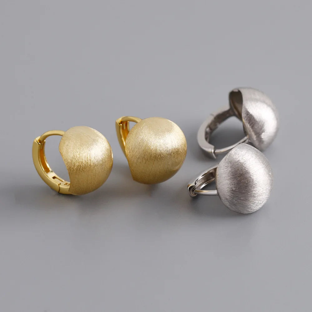 High Quality Unique Design S925 Sterling Silver Matte Polish Ball Earrings for Women EH1449