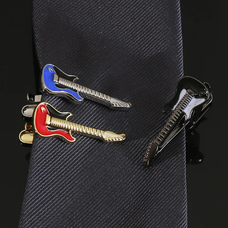 Men's Multi-Color Creative Guitar Modeling Tie Clip New Fashionable Boutique Suit Accessory for Wedding Party Gift