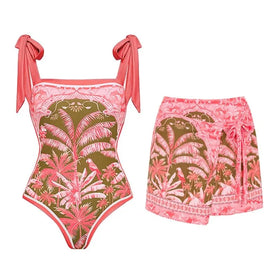 STOCK Custom Print Double Lined Fabric Reversible Swimwear Beach Sarong Women's Two Pieces Bathing Suits