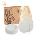 Reusable 3.15" Round Bamboo Terry Makeup Remover Pads Organic Laundry Bag Soft Facial Make up Remover