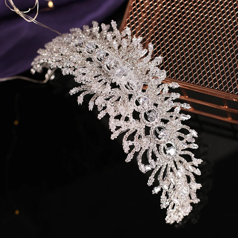 Copper Cubic Zircon Wedding Tiara Classic Design Crystal Hair Accessories Luxury Bridal Crowns for Women 6474 Corona Princesa