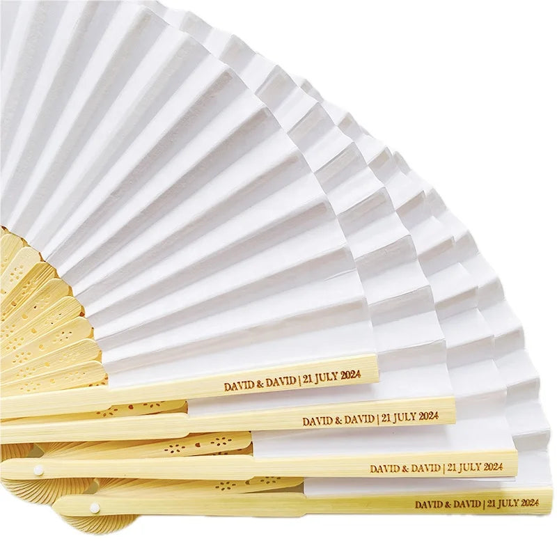 Cheap White Wedding Fans Souvenirs Gifts Paper Folding Fans