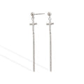 Tassel Stud Earrings with Cross Dangle for Women Sterling Silver 925 Cross Pierced Earrings