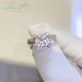 Silver 925 Original 2 Carat Brilliant Cut Pass Diamond Test D Color Moissanite Cow Head Wedding Ring for Women Fine Jewelry
