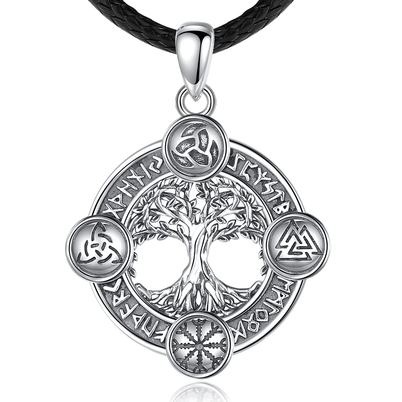 Fine Jewelry Popular Men's Pendant Necklace Original Design Viking Tree of Life 925 Sterling Silver Necklaces for Man