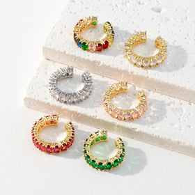 Gold Plated Cubic Zirconia Rings Adjustable Open Shiny CZ Zircon Stone Paved Stackable Hip Hop Rings