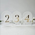 Customized Wedding Unique Modern Table Numbers Event Table Numbers Matt White and Gold Table Numbers