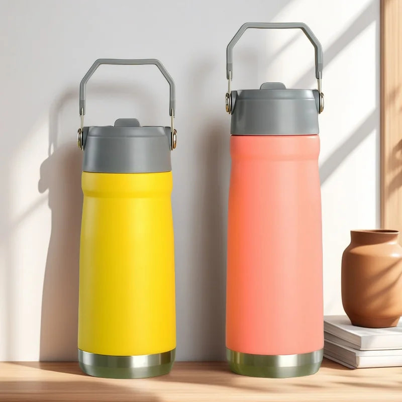 20oz Stainless Steel Insulated Water Bottle Unique Sports Car Design Folding Lid Portable Outdoor Travel Drinks Tumbler